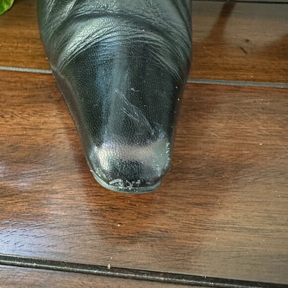 Vintage Black Leather White/Cream Suede w/Lace Detail Stiletto Boots - Picture 16 of 16